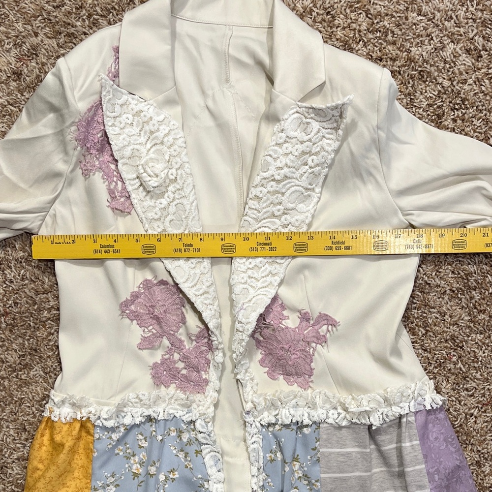 Patchwork Lace Trim Coat/ blazer - Picture 2 of 6
